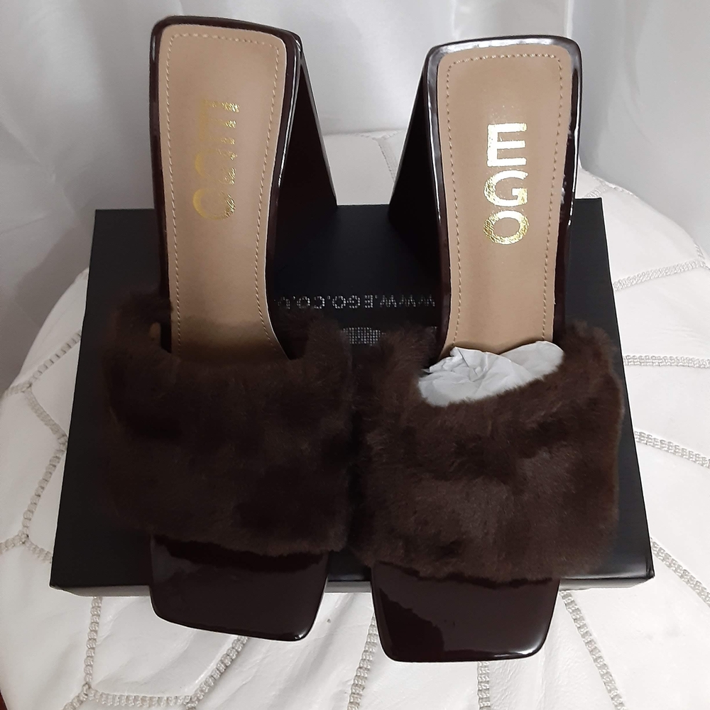 EGO Dark Brown Fur Mules